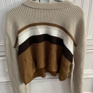 Garage Striped Beige and Brown Women's Sweater